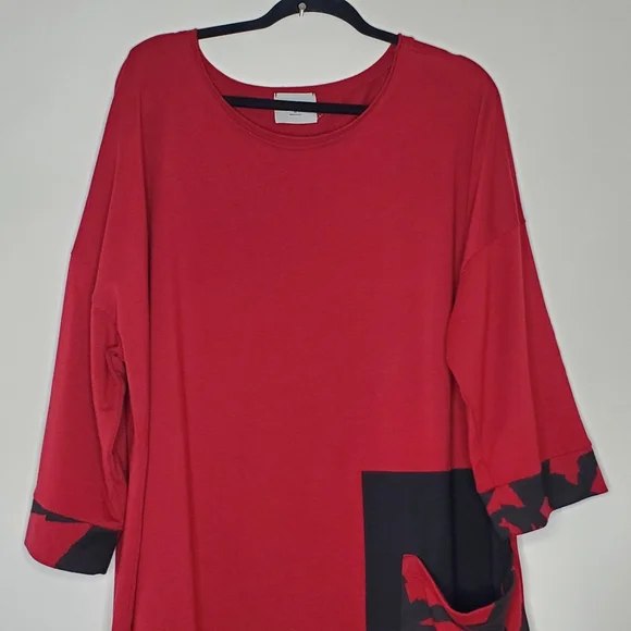 Chalet et Ceci Modal Blend Tarian Dress 2X Side Pocket Lagenlook French Terry - Picture 2 of 11